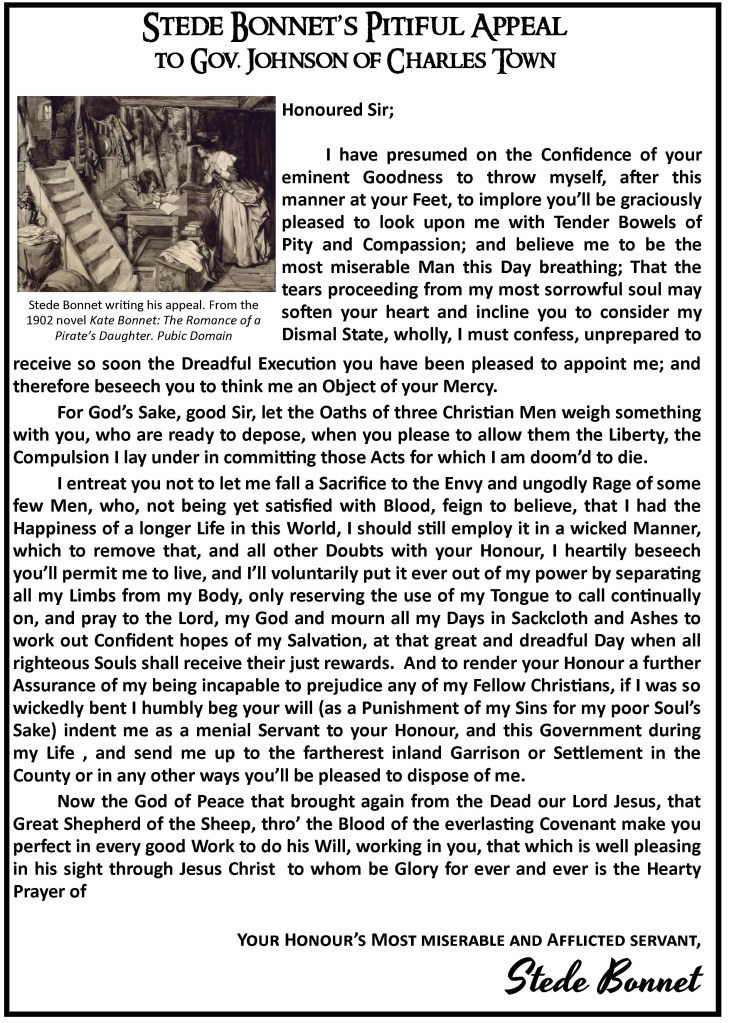 stede bonnet - letter