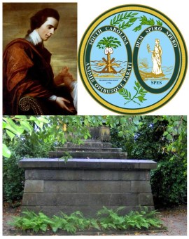 TOP: Arthur Middleton & the Great Seal of South Carolina BOTTOM: Middleton tomb at Middleton Place