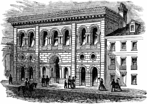 South Carolina Institute Hall, street view, (Harper's Weekly)