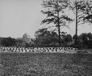 Burial site of soldiers on the race course.