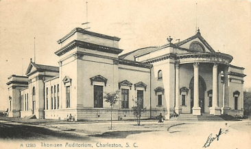 Thompson Auditorium, built for the Confederate Reunion and later became the Charleston Museum. It later burned, with only the columns remaining in Cannon Park.