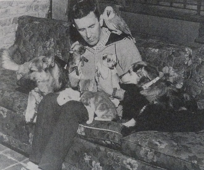 Gordon Hall with his dogs.