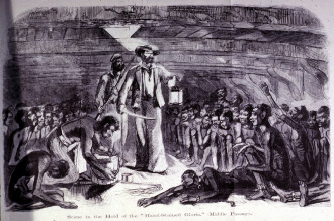 Africans in the hold of a slave ship, during the Middle Passage